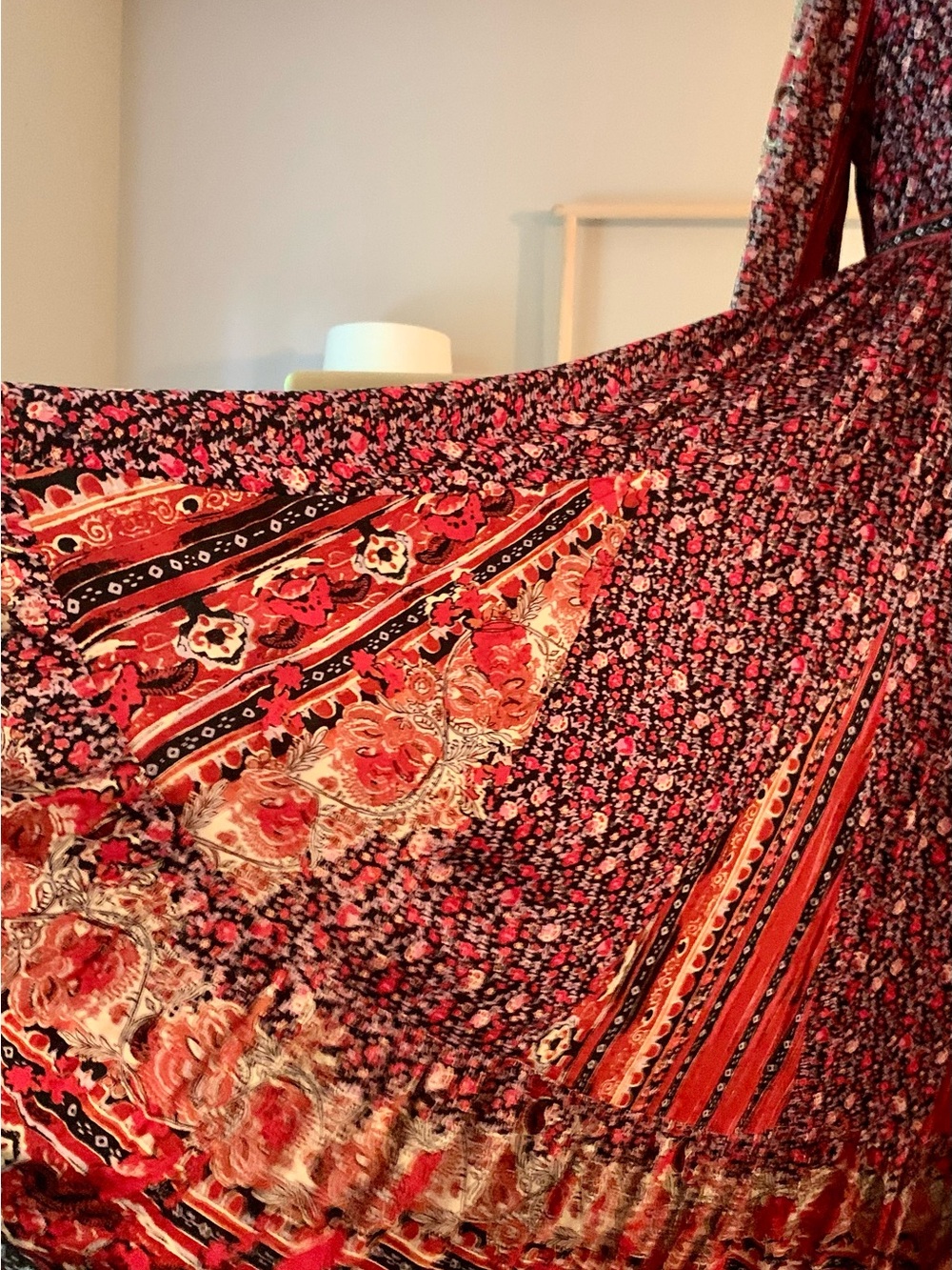 Free People "Russian Maxi Dress" Gored Maxi Dress Burgundy Floral | Style OB1096 - Picture 7 of 9
